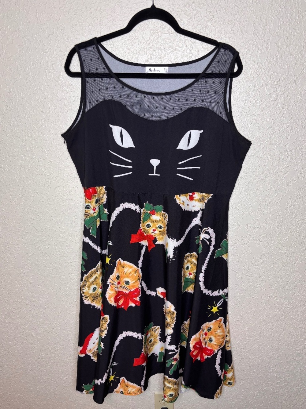Nextmia Back Red Kitten Cat Christmas Holiday Sleeveless Dress Women's Size 16